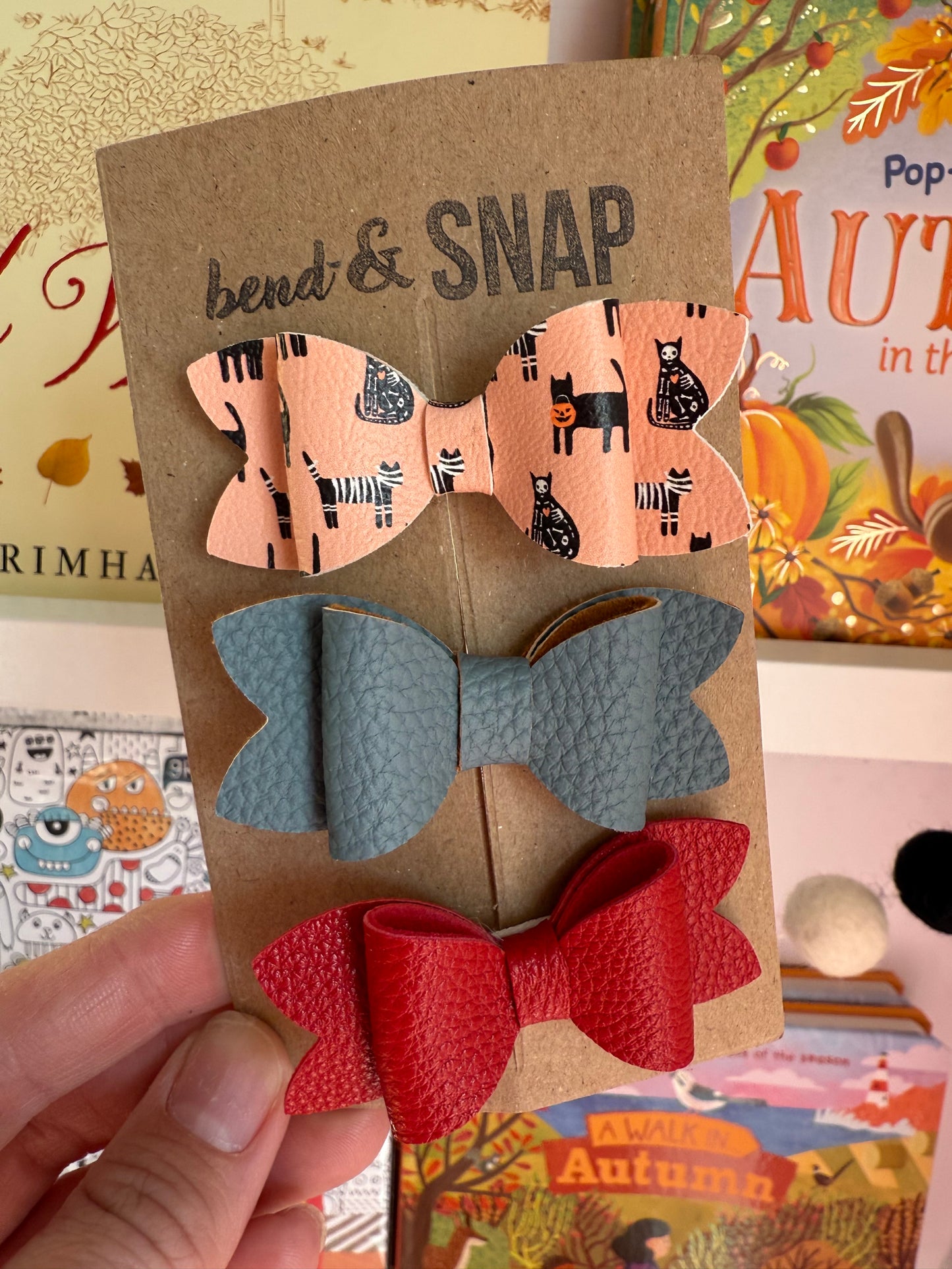 Halloween/Fall 3 Pack Bow Clips