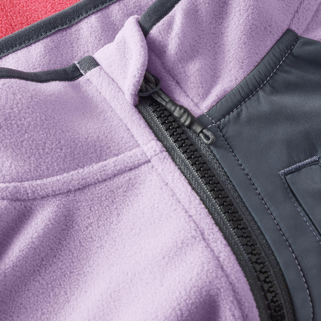 Colour Black Fleece Zip Jacket - Purple/Pink/Grey