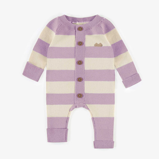 Purple & White Knit Romper