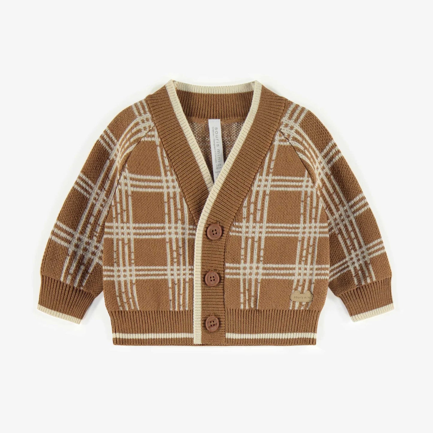 Baby Plaid Brown Knit Sweater