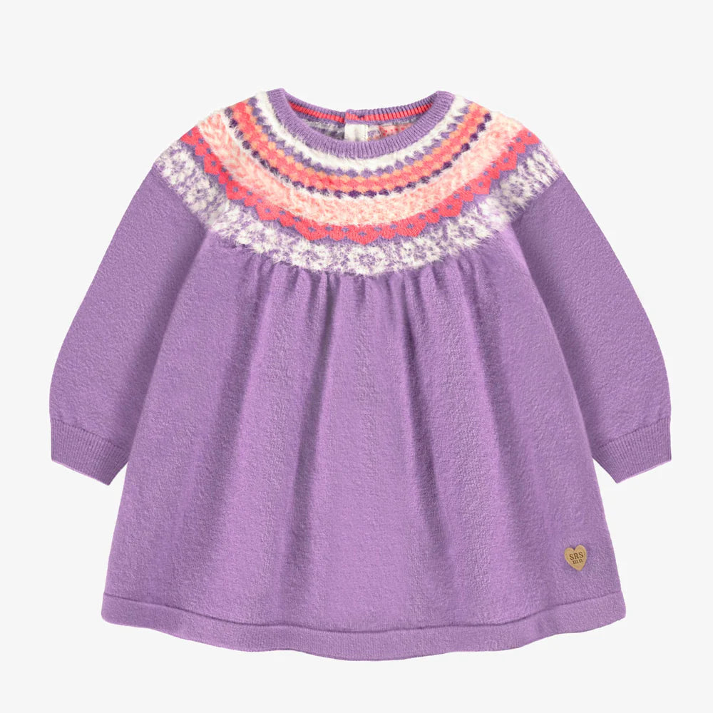 Purple Knitted Dress With Pattern