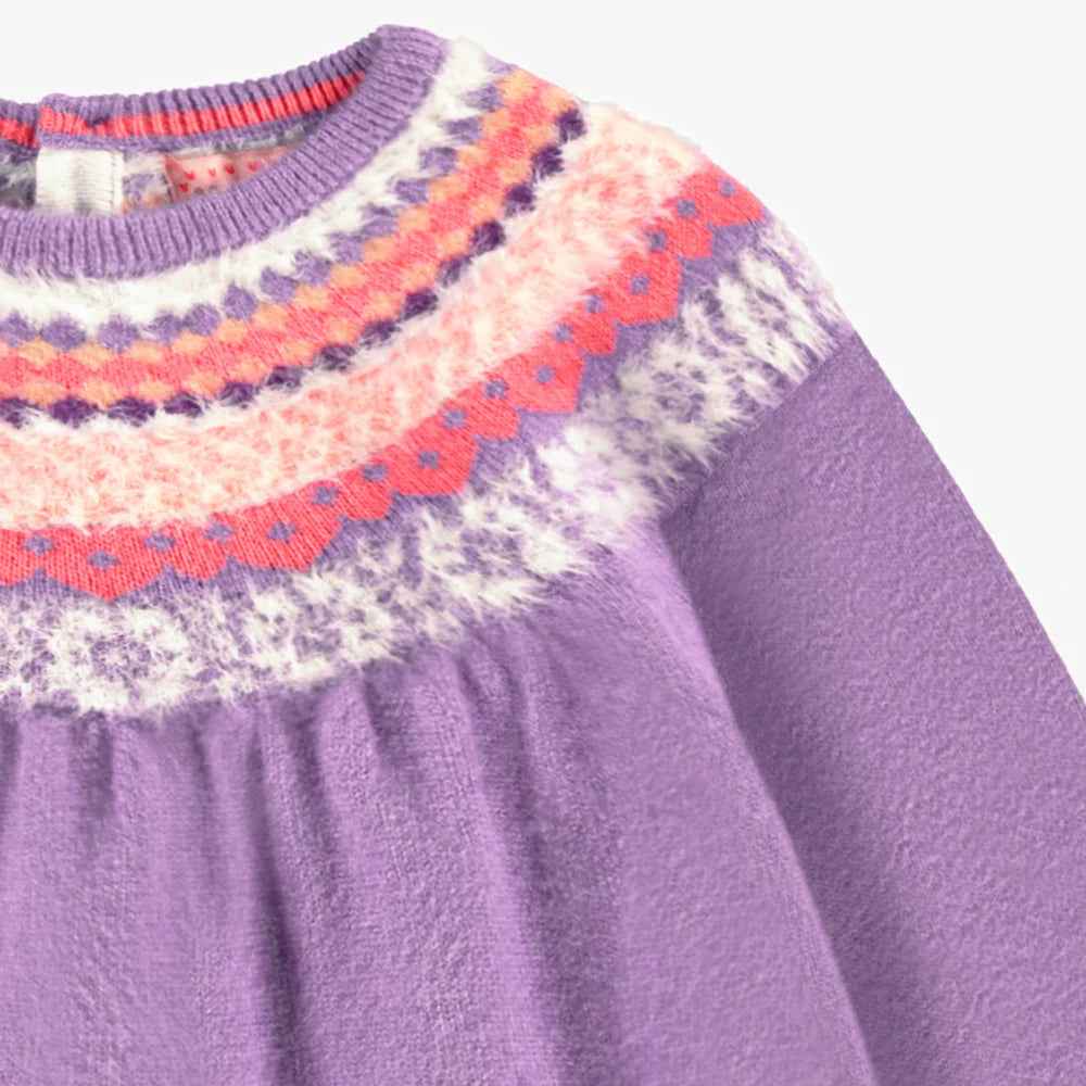 Purple Knitted Dress With Pattern