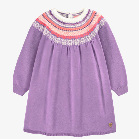 Purple Knitted Dress With Pattern