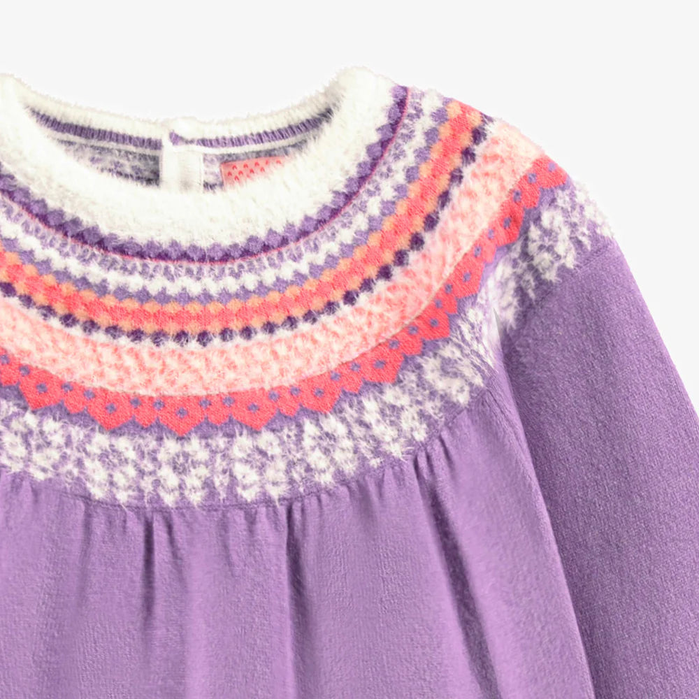 Purple Knitted Dress With Pattern