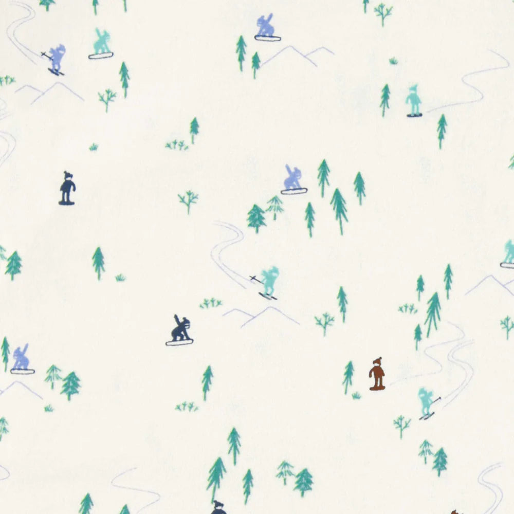 Kids Cream/Teal T-shirt Ski Pattern