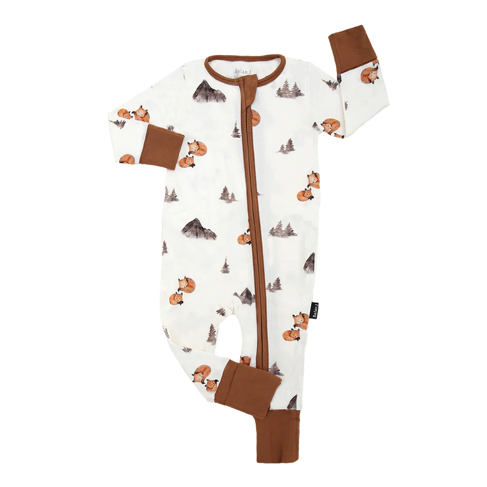Foxes - Footless Sleeper with Fold-Over Cuffs