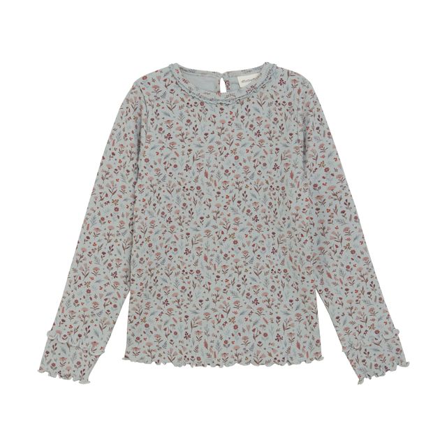 Ribbed Light Blue Floral Top