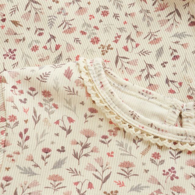 Ribbed Cream Floral Top