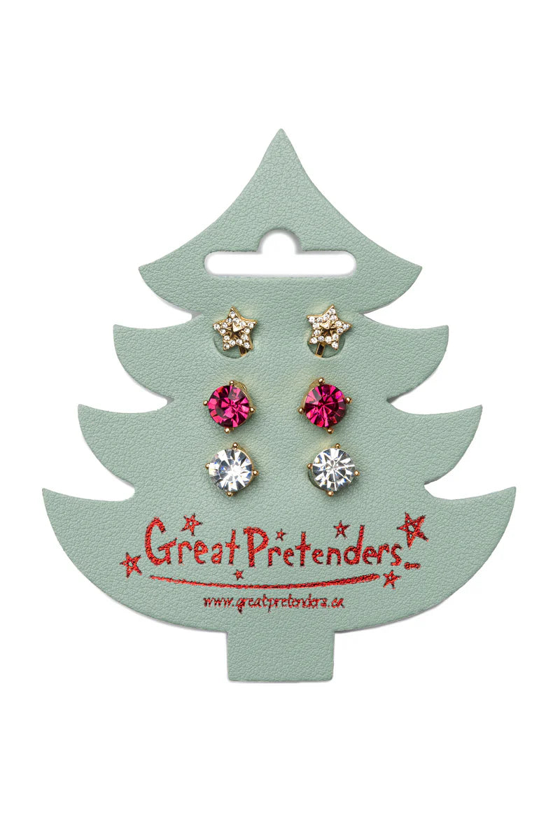 Holiday Tree Clip on Earrings, 3pair