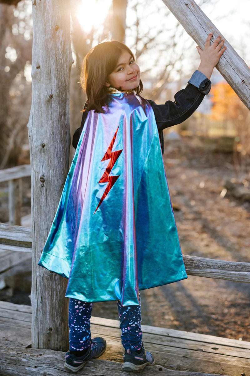 Reversible Blue Lightning Holographic Cape (5-6)