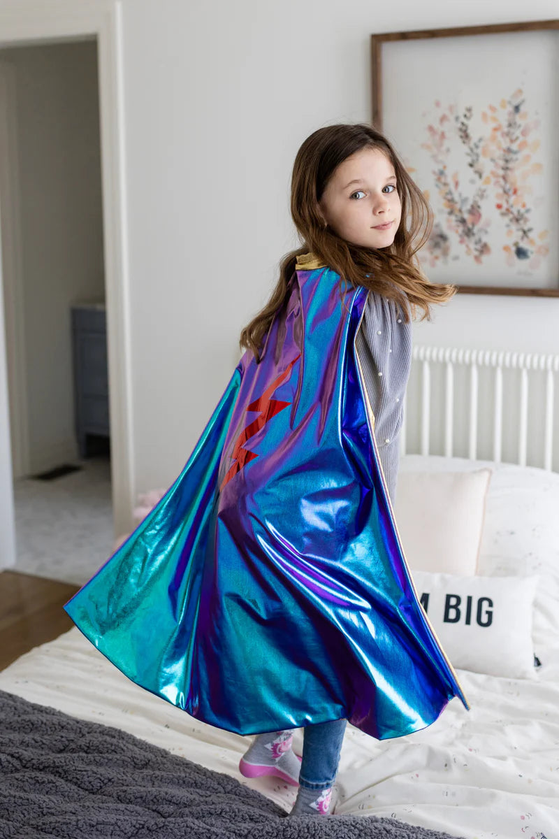 Reversible Blue Lightning Holographic Cape (5-6)