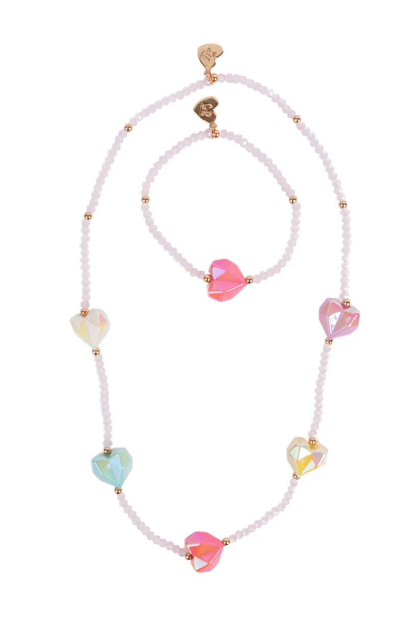Heart Geode Necklace & Bracelet Set