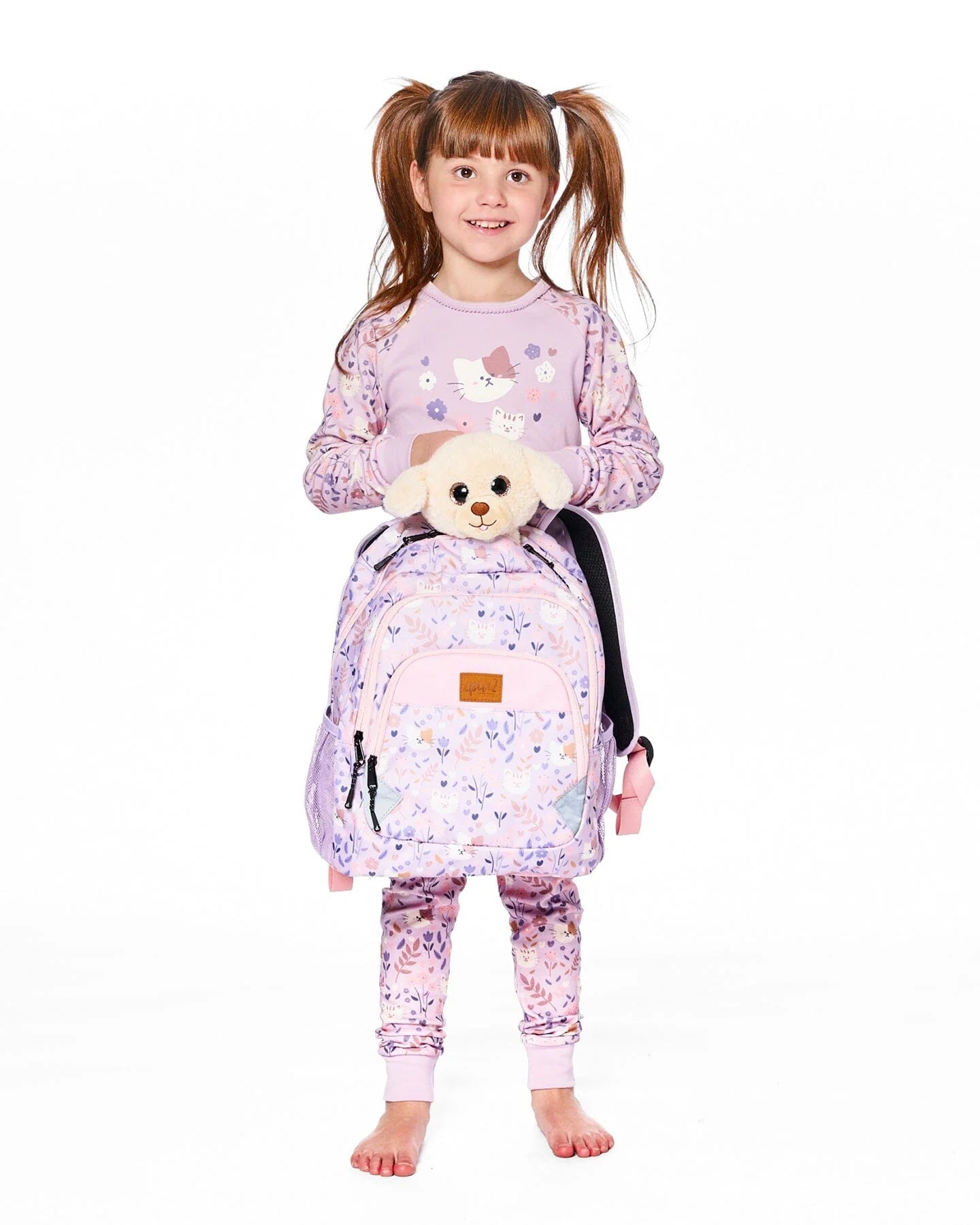 Little Kids Backpack Lilac Cat Print