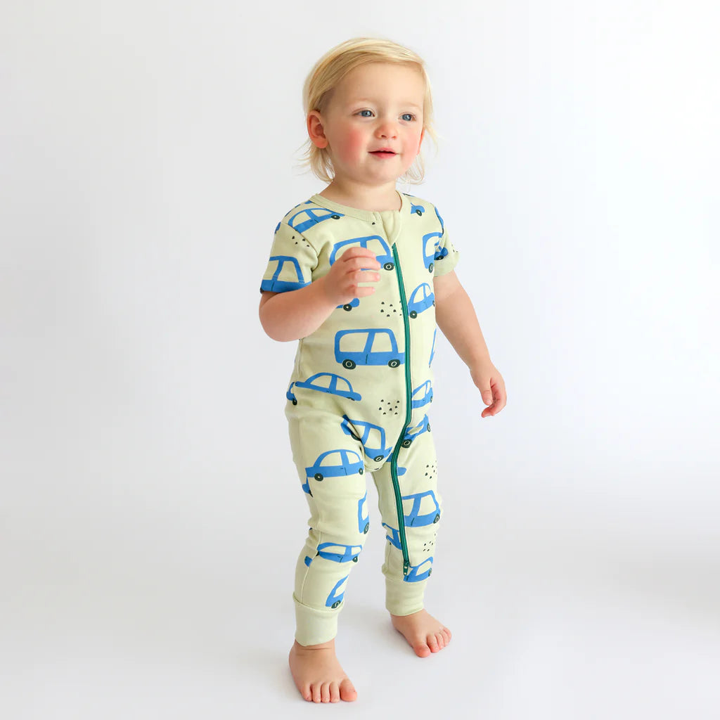 Cars Organic Signature Print '2-Way' Zip Romper - Short Sleeve
