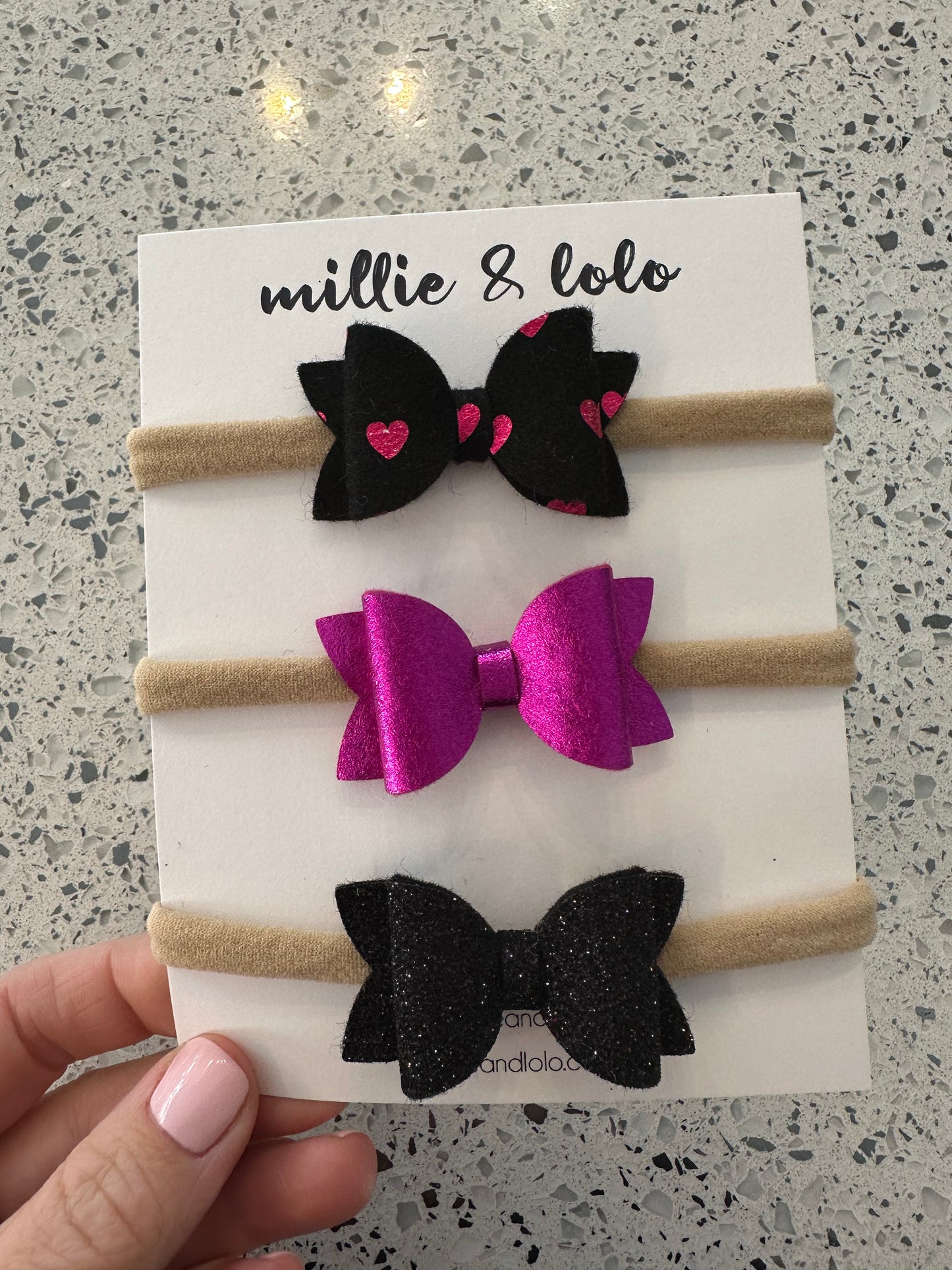 Valentines 3 Pack Headband Bow