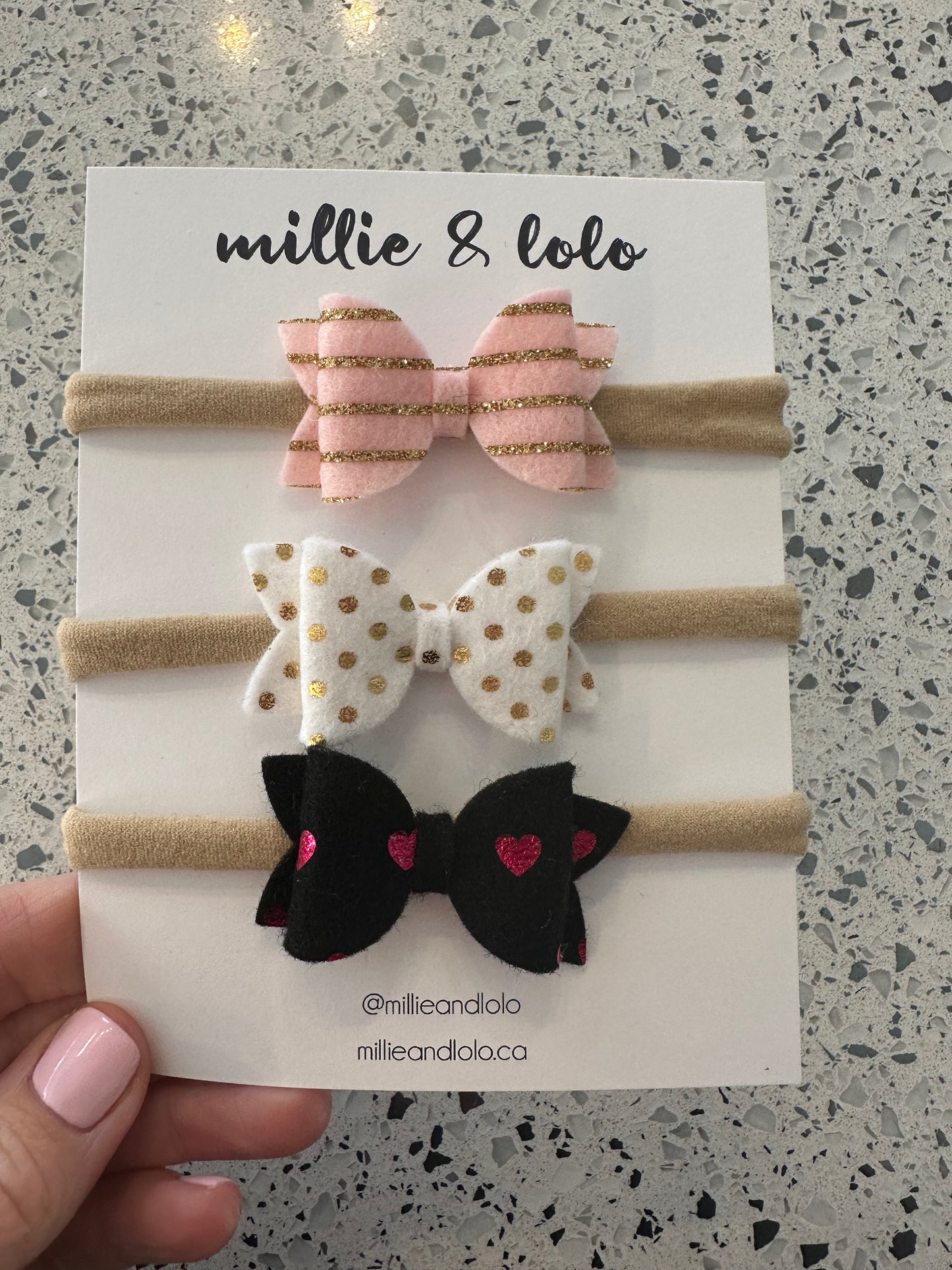 Valentines 3 Pack Headband Bow
