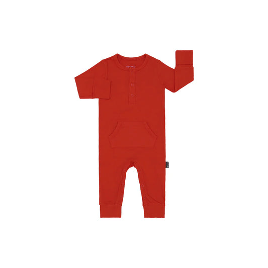 Red Santa Long Sleeves Pocket Romper