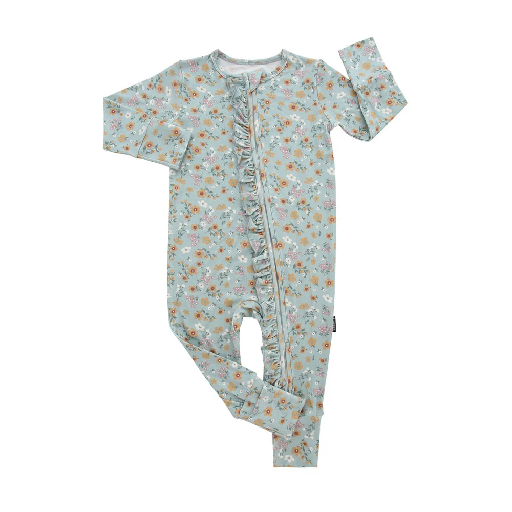 Vintage Garden - Footless Sleeper with Fold-Over Cuffs