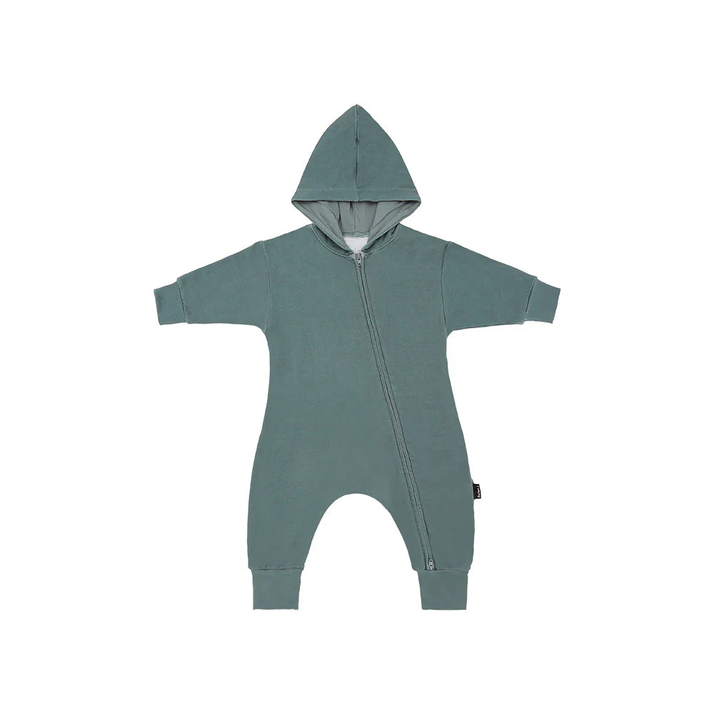 Leafy Green Baggy Hoodie Zipper Jumpsuit