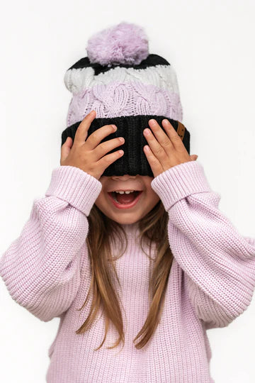 Lavender Chunky Pom Beanie