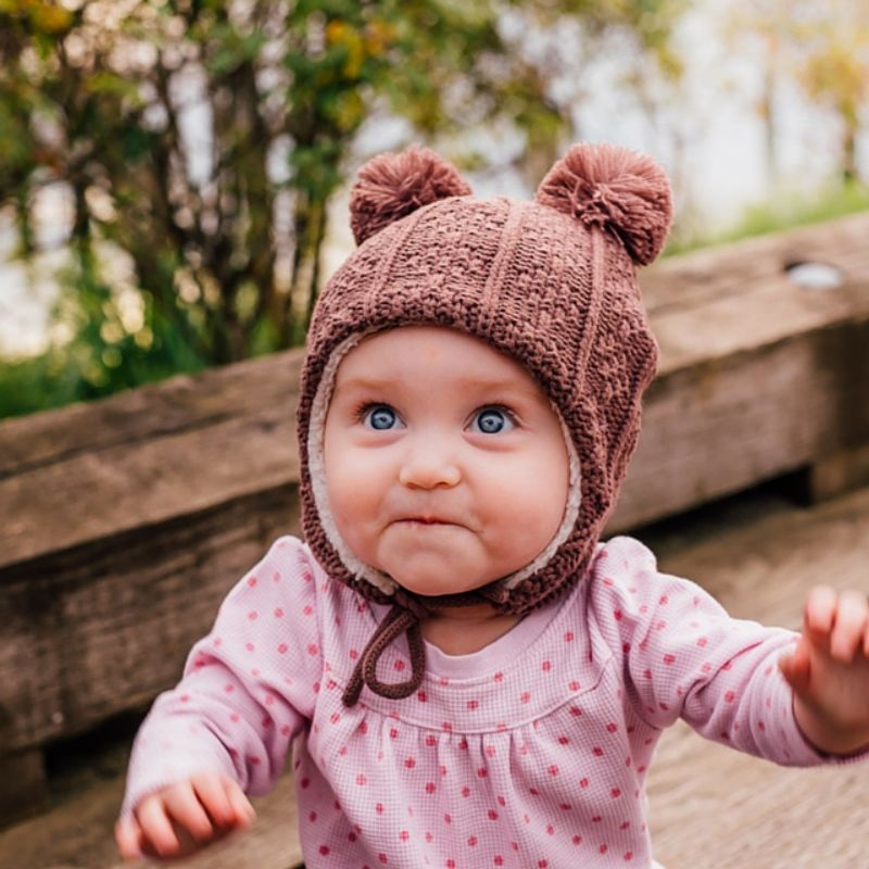 Brown | Bear Knit Winter Earflap Hat