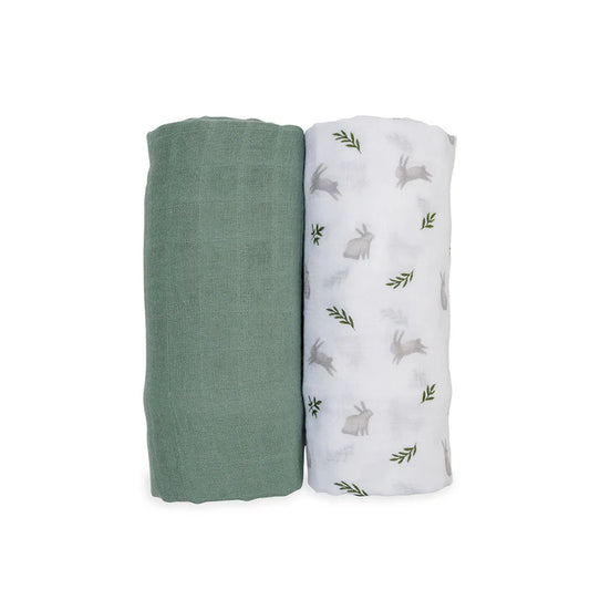 2 Pack Swaddles - Bunnies & Fern