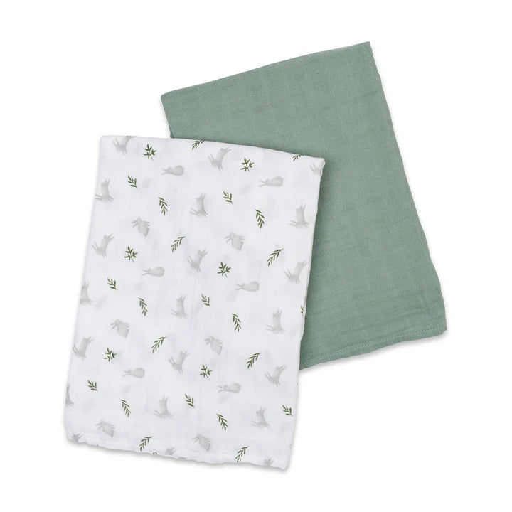 2 Pack Swaddles - Bunnies & Fern
