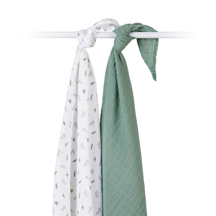 2 Pack Swaddles - Bunnies & Fern