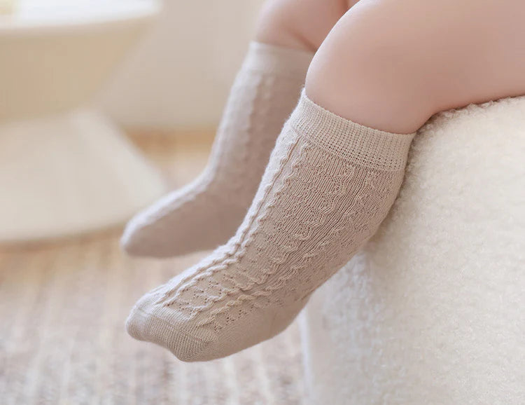 Textured Cotton Crew Socks (3pk) - Pink / Cream / Oat