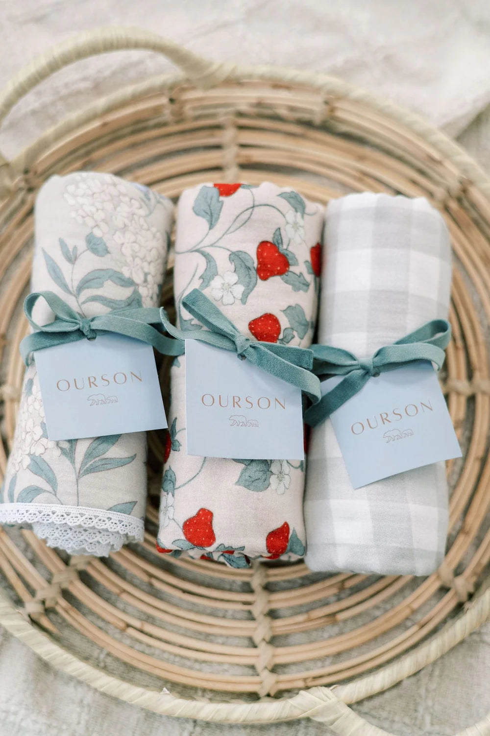 Organic Cotton Swaddle Blanket - Summer Strawberries