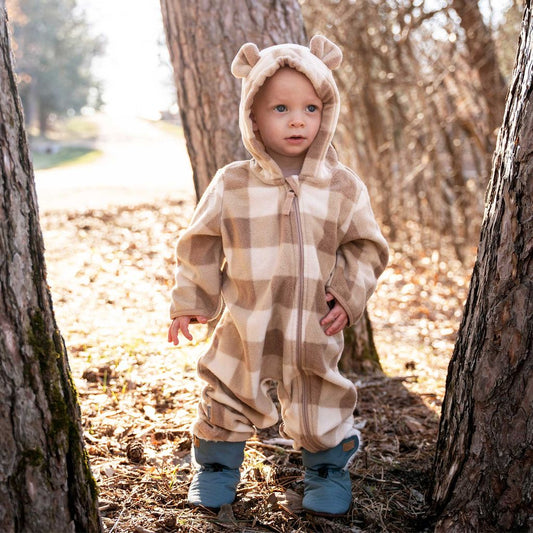 Brown Plaid - Baby Fleece Bunting Suit
