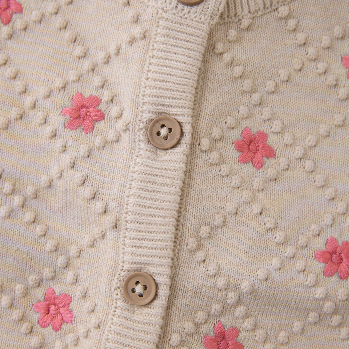 Pink Floral Knit Cardigan