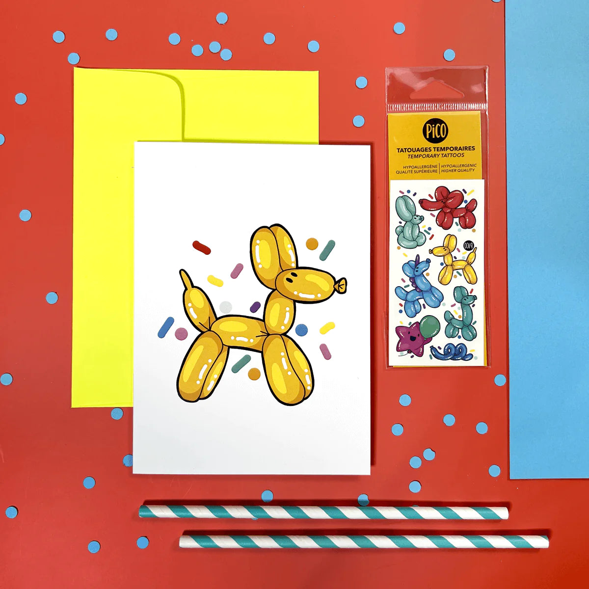 Animal Balloon Card with Tattoos