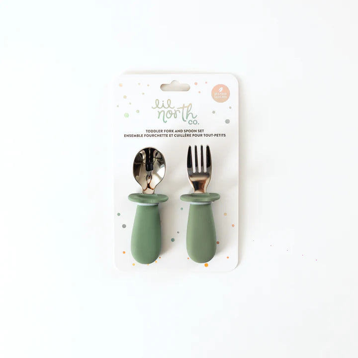 Sage Silicone & Stainless Steel Toddler Cutlery Set