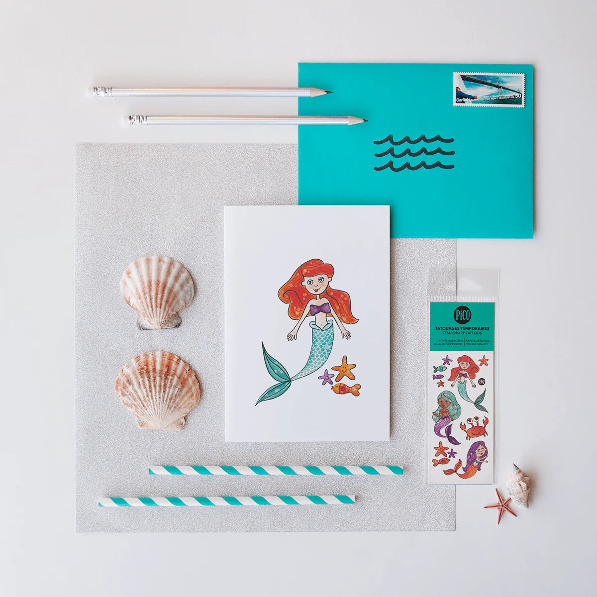 Mermaid Card with Tattoos
