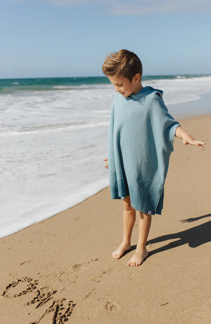 Stone Blue Waffle Beach Poncho