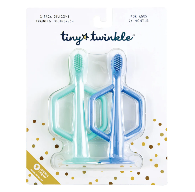 Silicone Training Toothbrush 2 Pack - Indigo & Mint