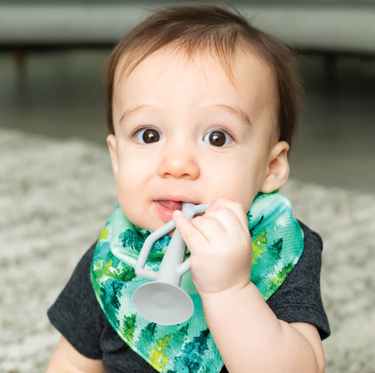 Silicone Training Toothbrush 2 Pack - Olive & Grey