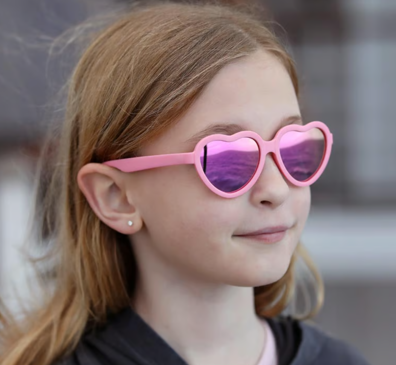 Peachy Pink Polarized Heart Sunglasses (2-6 years)