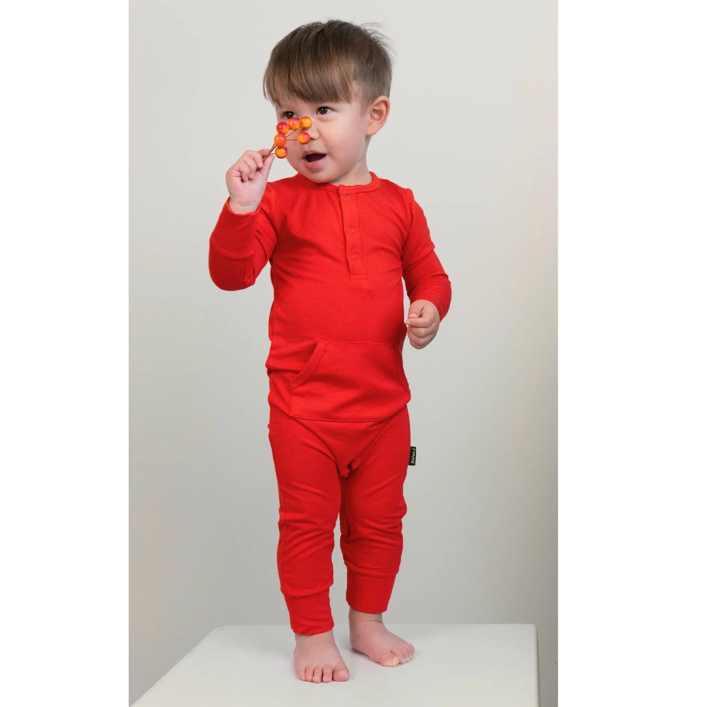 Red Santa Long Sleeves Pocket Romper