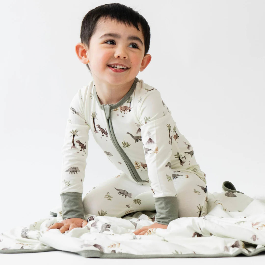 Dinoland - Footless Sleeper with Fold-Over Cuffs