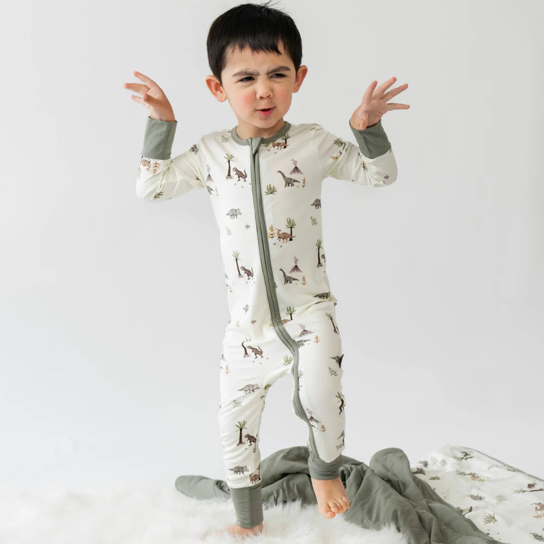 Dinoland - Footless Sleeper with Fold-Over Cuffs
