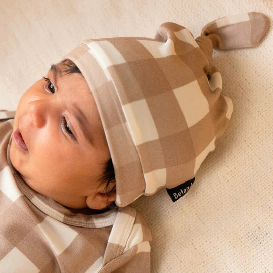 Taupe Plaid - Knotted Hats