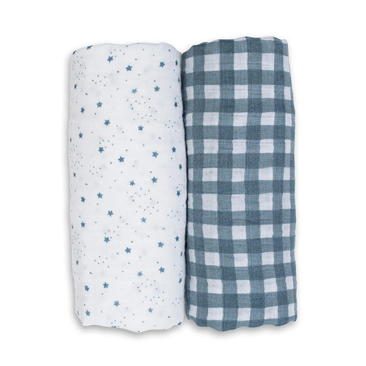 2 Pack Swaddles - Stars + Gingham