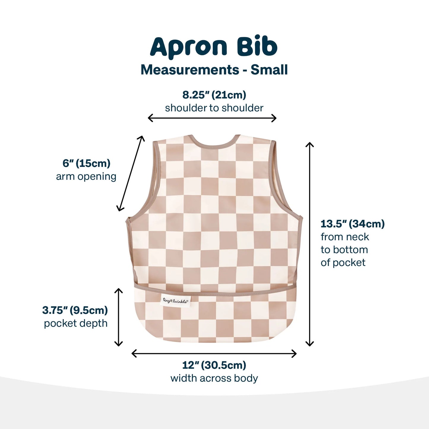 Apron Bib - Beige Checkers (6-24 Months)