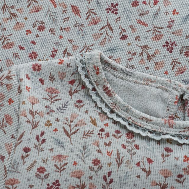 Ribbed Light Blue Floral Top