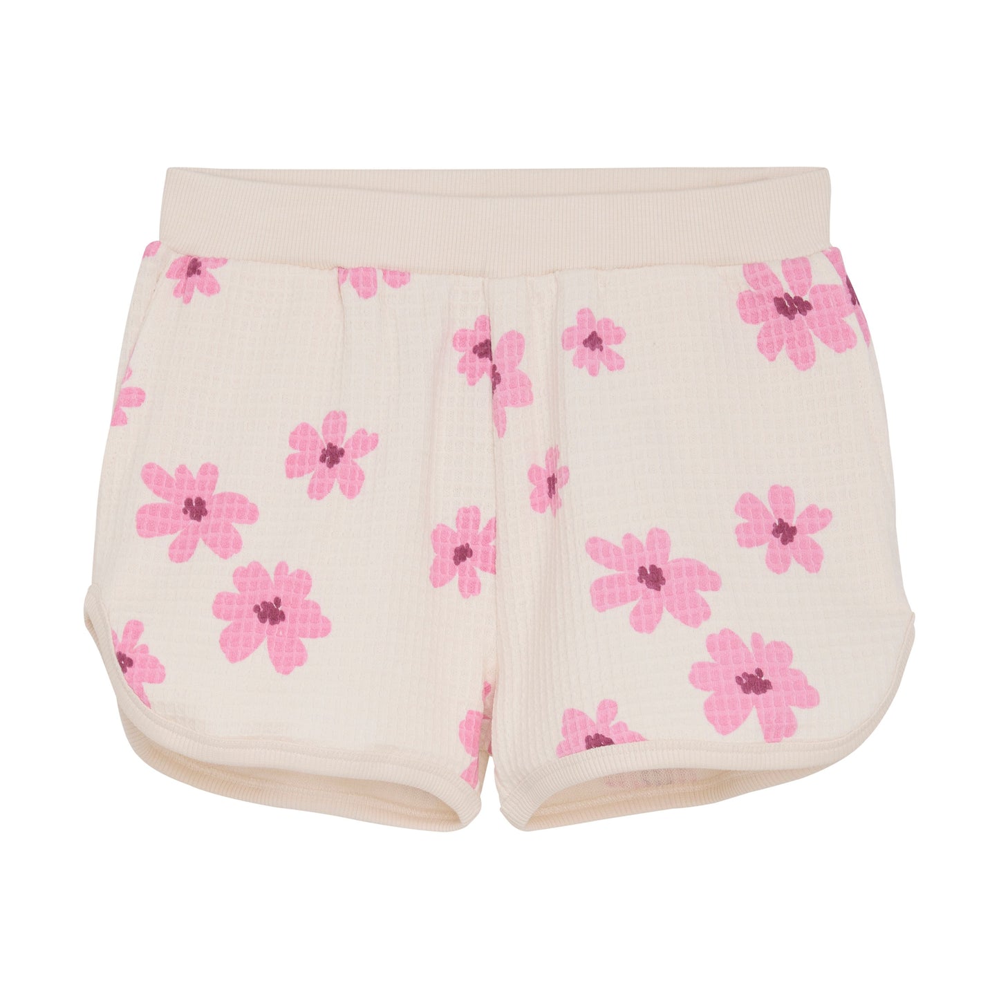 Pink Flower Cream Waffle Short