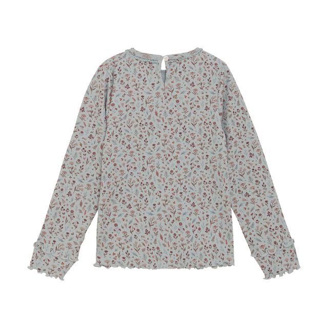 Ribbed Light Blue Floral Top