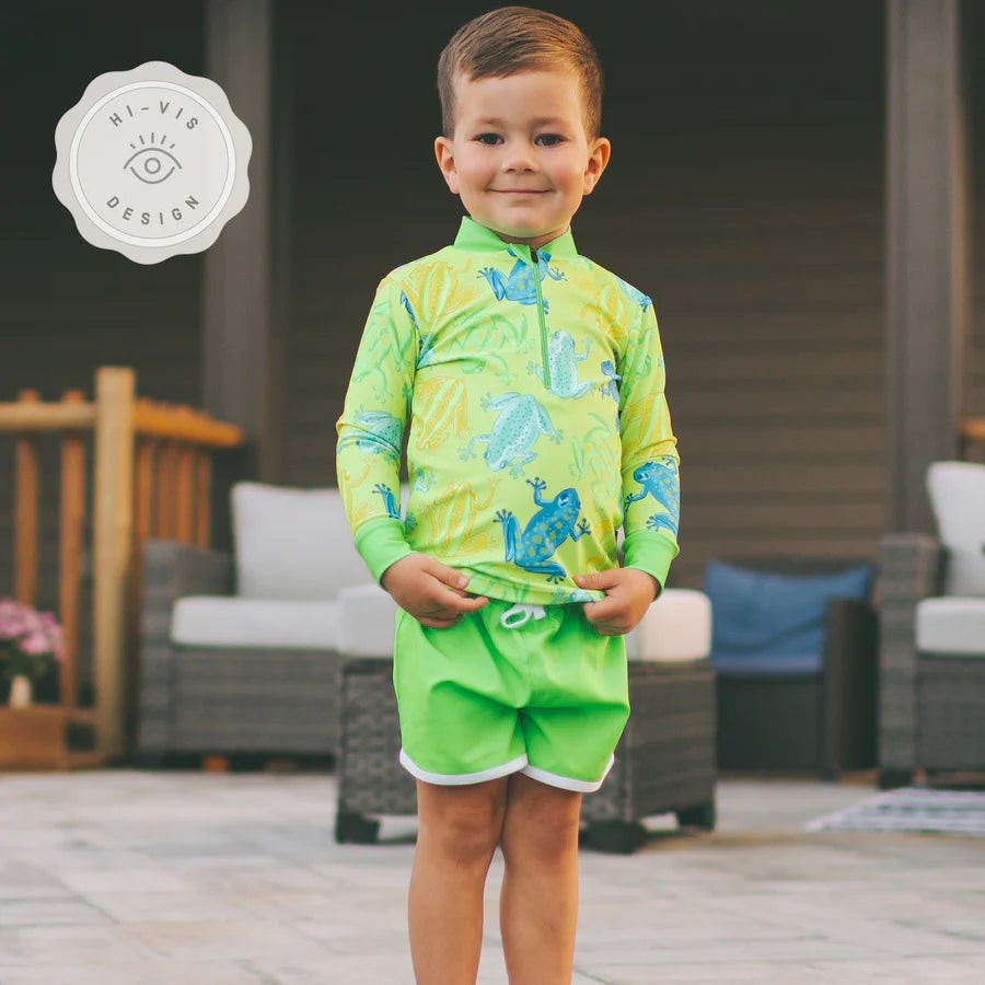 Kid's Trunks - Chameleon Green, White Trim