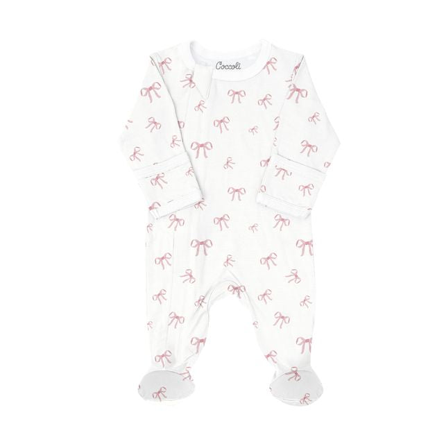 Pink Bows Cotton Modal Footie